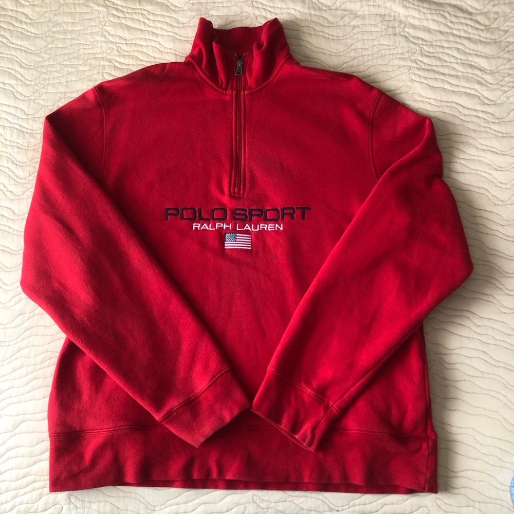 ✨SOLD✨ VTG Men’s size L Polo Sport Red Ralph Lauren Half Zip Sweatshirt